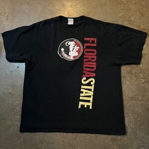 Vintage Florida State Seminoles Shirt Men XL Black NCAA Graphic Tee Short Sleeve
